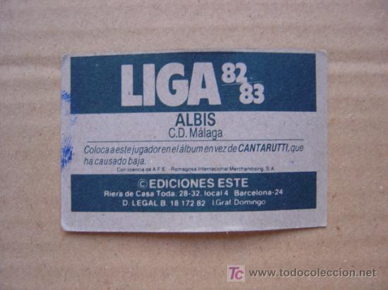 Cromos de f&uacute;tbol: ALBIS - C.D. MALAGA - EDICIONES ESTE 1982-83 - COLOCA - Foto 2