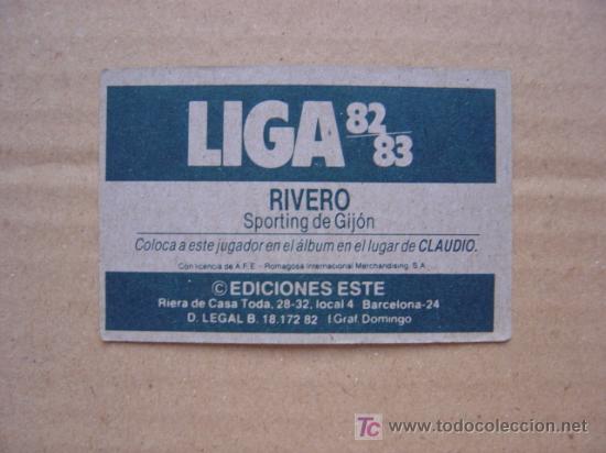 Cromos de f&uacute;tbol: RIVERO - SPORTING DE GIJON - EDICIONES ESTE 1982-83 - COLOCA - Foto 2