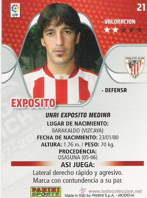 Football Stickers: PANINI SPORT---1 CROMO TEMPORADA 2007-2008 (MEGA CRAKS)---ATH BILBAO---N&ordm; 21---EXPOSITO