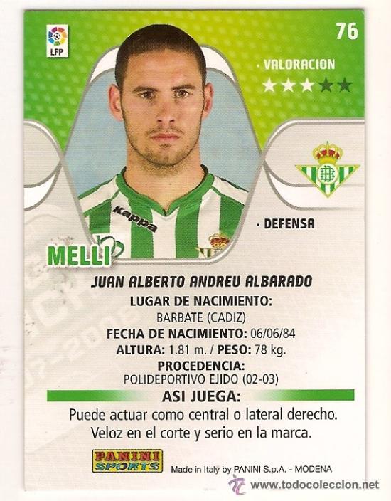 Football Stickers: PANINI SPORT---1 CROMO TEMPORADA 2007-2008 (MEGA CRAKS)---REAL BETIS---N&ordm; 76---MELLI