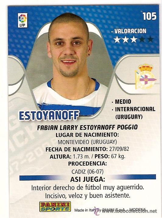 Football Stickers: PANINI SPORT---1 CROMO TEMPORADA 2007-2008 (MEGA CRAKS)--DEPORTIVO DE LA CORU&Ntilde;A--N&ordm; 105--ESTOYANOFF