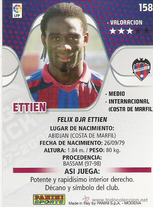 Cartes &agrave; collectionner de Football: PANINI SPORT---1 CROMO TEMPORADA 2007-2008 (MEGA CRAKS)---U.D LEVANTE---N&ordm; 158---ETTIEN