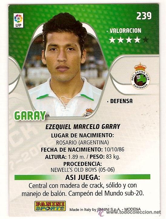 Cromos de F&uacute;tbol: PANINI SPORT---1 CROMO TEMPORADA 2007-2008 (MEGA CRAKS)---RACING DE SANTANDER---N&ordm; 239--GARAY