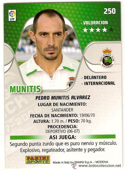 Cromos de F&uacute;tbol: PANINI SPORT---1 CROMO TEMPORADA 2007-2008 (MEGA CRAKS)---RACING DE SANTANDER---N&ordm; 250--MUNITIS