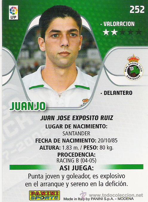 Football Stickers: PANINI SPORT---1 CROMO TEMPORADA 2007-2008 (MEGA CRAKS)---RACING DE SANTANDER---N&ordm; 252---JUANJO