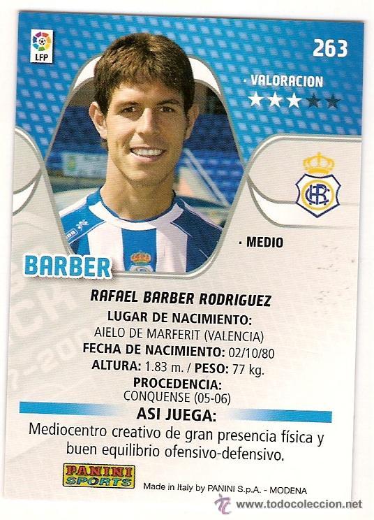 Cromos de f&uacute;tbol: PANINI SPORT - 1 CROMO TEMPORADA 2007-2008 07-08 ( MEGA CRAKS ) RECREATIVO DE HUELVA--N&ordm; 263--BARBER