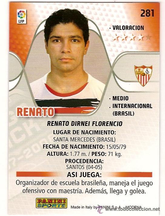 Cromos de f&uacute;tbol: PANINI SPORT---1 CROMO TEMPORADA 2007-2008 (MEGA CRAKS)--SEVILLA C.F--N&ordm; 281---RENATO