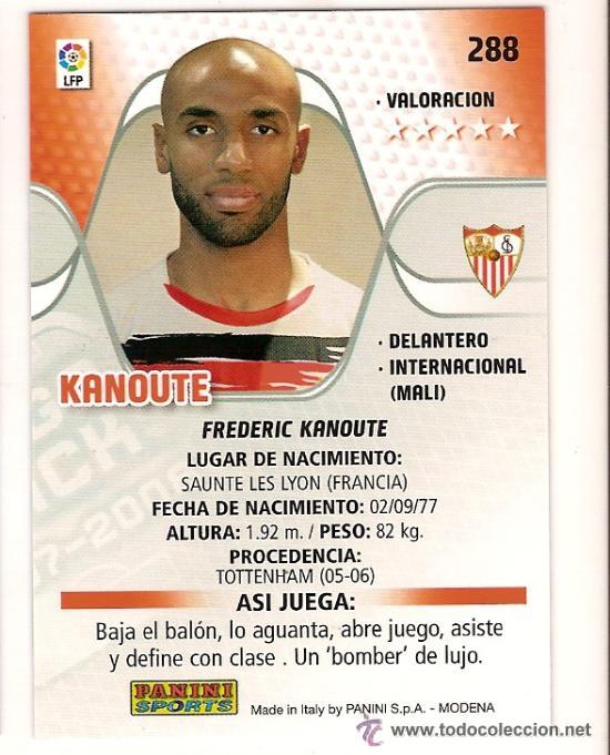 Cromos de f&uacute;tbol: PANINI SPORT---1 CROMO TEMPORADA 2007-2008 (MEGA CRAKS)--SEVILLA C.F--N&ordm; 288---KANOUTE