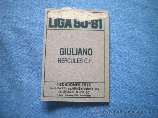 Cromos de f&uacute;tbol: ESTE 80 81 HERCULES GIULIANO - Foto 2
