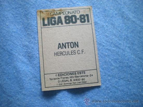Cromos de f&uacute;tbol: ESTE 80 81 HERCULES ANTON - Foto 2
