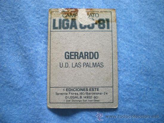 Cromos de f&uacute;tbol: ESTE 80 81 LAS PALMAS GERARDO - Foto 2