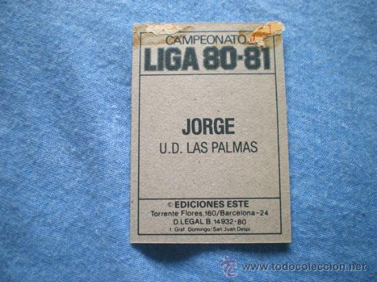 Cromos de f&uacute;tbol: ESTE 80 81 LAS PALMAS JORGE - Foto 2