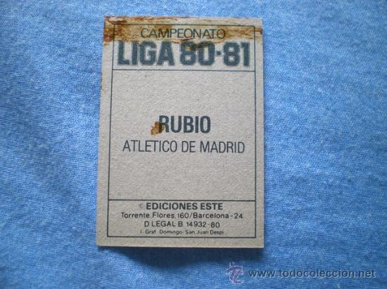 Cromos de f&uacute;tbol: ESTE 80 81 AT. MADRID RUBIO - Foto 2