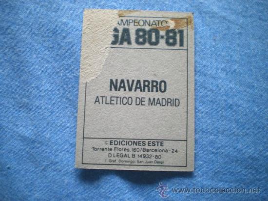 Cromos de f&uacute;tbol: ESTE 80 81 AT. MADRID NAVARRO - Foto 2