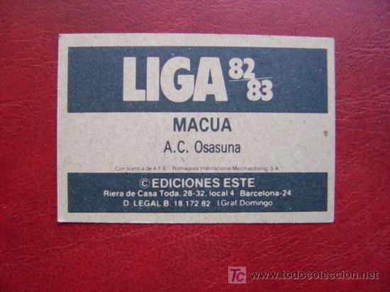Cromos de f&uacute;tbol: MACUA - A.C. OSASUNA - EDICIONES ESTE 82-83 - 1982-1983 - Foto 2