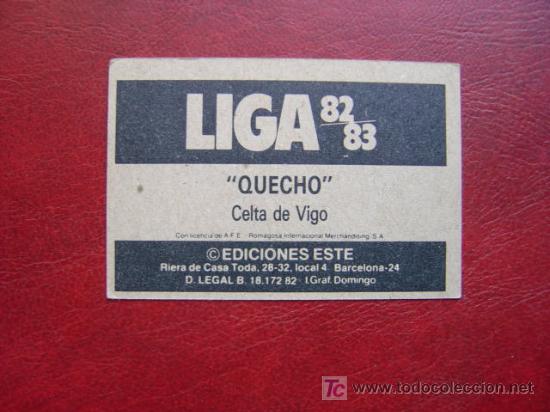 Cromos de f&uacute;tbol: QUECHO - R.C. CELTA DE VIGO - EDICIONES ESTE 82-83 - 1982-1983 - Foto 2