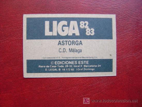 Cromos de f&uacute;tbol: ASTORGA - C.D. MALAGA - EDICIONES ESTE 82-83 - 1982-1983 - Foto 2