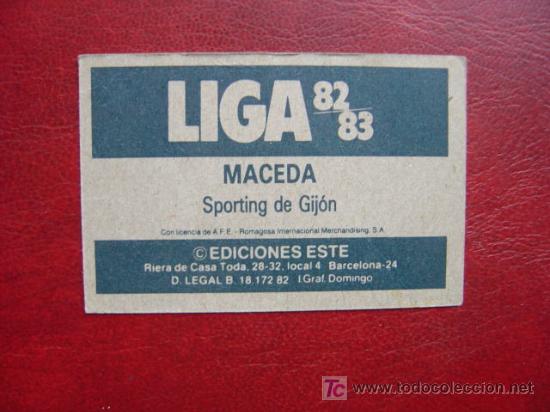Cromos de f&uacute;tbol: MACEDA - SPORTING DE GIJON - EDICIONES ESTE 82-83 - 1982-1983 - Foto 2