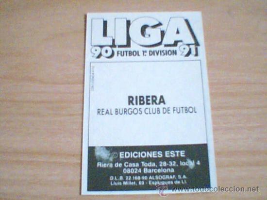 Cromos de f&uacute;tbol: -ESTE 90-91 : RIBERA ( BURGOS ) - Foto 2