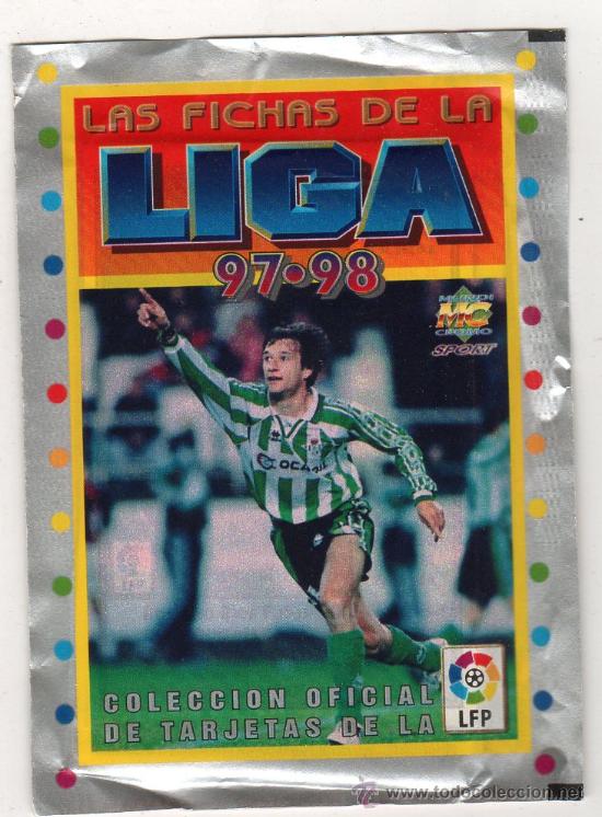 Figurine di Calcio: SOBRE DE CROMOS SIN ABRIR. FICHAS DE LA LIGA 97- 98. MUNDI CROMO.