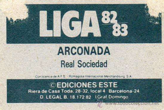 Cromos de f&uacute;tbol: Ed. Este 82 - 83 / Arconada - Real Sociedad - Foto 2