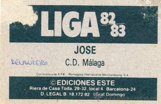 Cromos de f&uacute;tbol: Ed. Este 82 - 83 / Jos&eacute; - M&aacute;laga - Foto 2