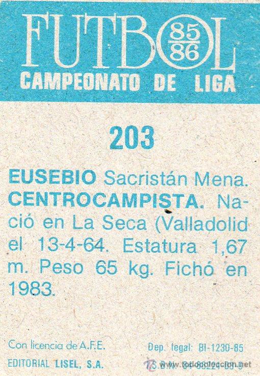 Cromos de f&uacute;tbol: Ed. Lisel 85 - 86 / Eusebio - Valladolid - Foto 2