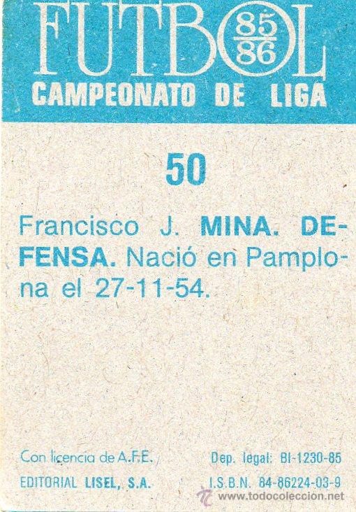 Cromos de f&uacute;tbol: Ed. Lisel 85 - 86 / Mina - Osasuna - Foto 2