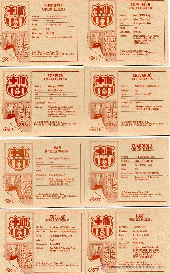 Cromos de f&uacute;tbol: Ed. Este 95 - 96 / Iv&aacute;n - Barcelona (sin pegar) - Foto 2