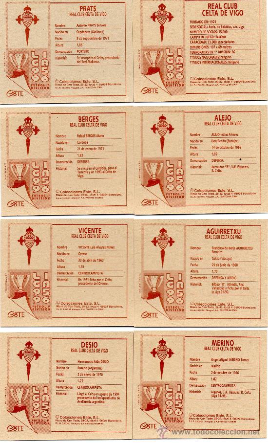 Cromos de f&uacute;tbol: Ed. Este 95 - 96 / Alejo - Celta (sin pegar) - Foto 2
