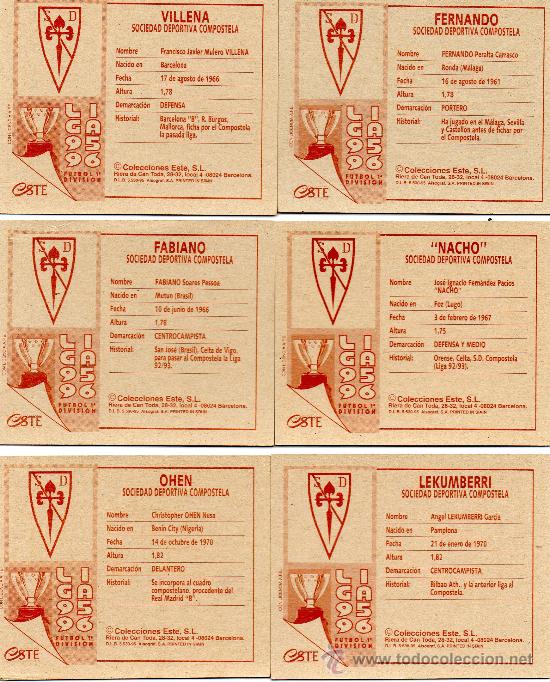 Cromos de f&uacute;tbol: Ed. Este 95 - 96 / Fabiano - Compostela (sin pegar) - Foto 2