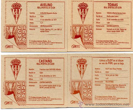 Cromos de f&uacute;tbol: Ed. Este 95 - 96 / Eloy - Sporting (sin pegar) - Foto 2