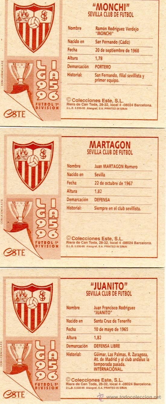 Cromos de f&uacute;tbol: Ed. Este 95 - 96 / Monchi - Sevilla (sin pegar) - Foto 2
