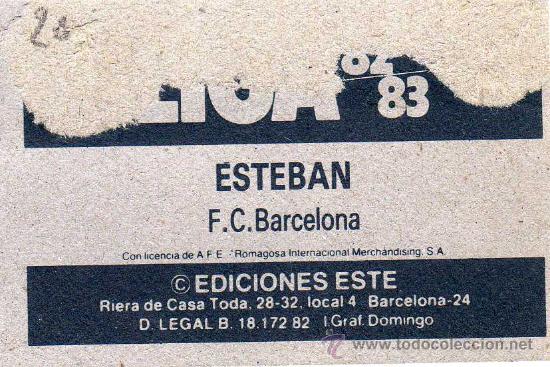 Cromos de f&uacute;tbol: esteban, sin letras en  el escudo este 82-83 - Foto 2