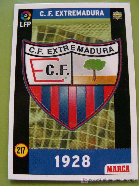 Fu&szlig;ball-Sticker: FICHAS DE LA LIGA 1998 1999. EXTREMADURA CLUB DE F&Uacute;TBOL. ESCUDO 217. FICHA MUNDICROMO.