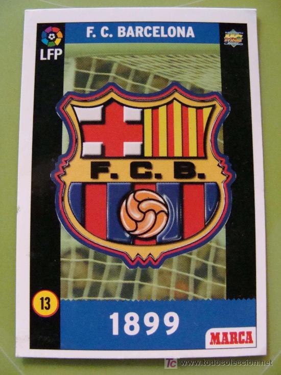 Cromos de f&uacute;tbol: FICHAS DE LA LIGA 1998 1999. F&Uacute;TBOL CLUB BARCELONA. 13 ESCUDO. FICHA MUNDICROMO.
