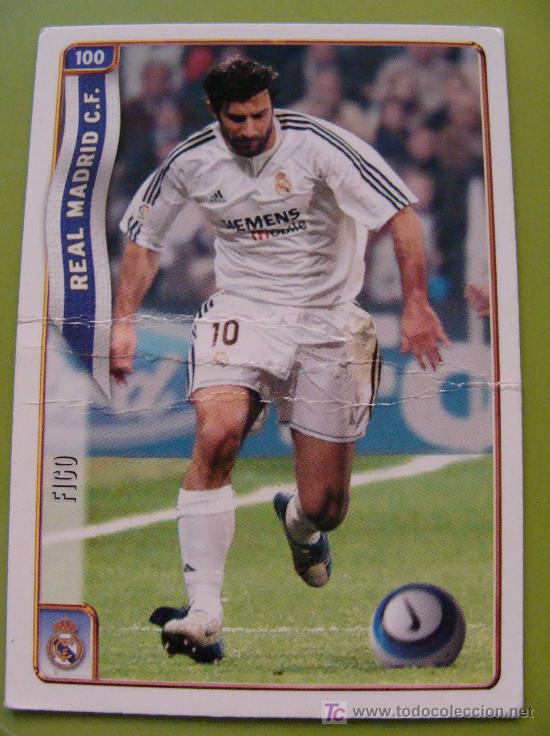 FICHA - CROMO. FÚTBOL LIGA 2004 2005. REAL MADRID CF. 100 LUIS FIGO.  MUNDICROMO FICHAS.