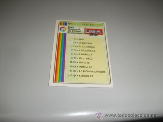 Cromos de Futebol: FICHA DE LA LIGA 1994 1995 94 95 MUNDICROMOS FUTBOL FICHA INDICE