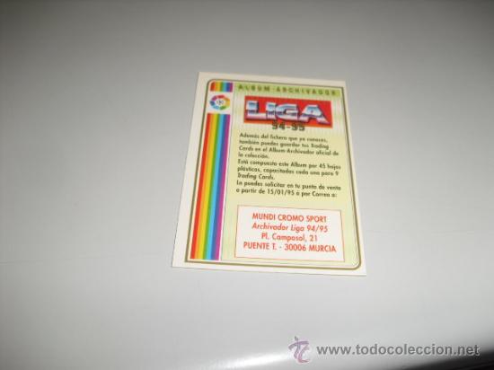 Cromos de Futebol: FICHA DE LA LIGA 1994 1995 94 95 MUNDICROMOS FUTBOL FICHA DIRECCION