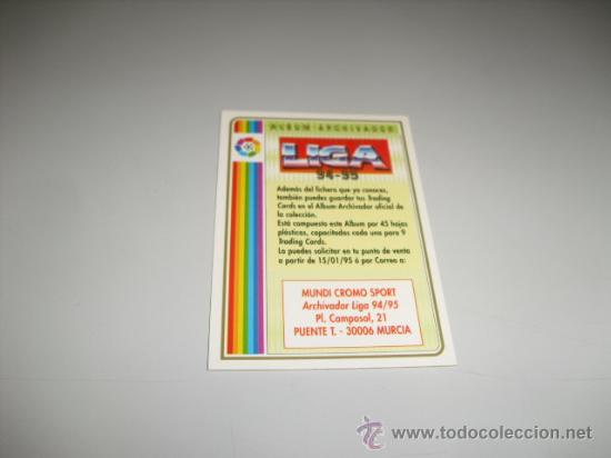 Cromos de Futebol: FICHA DE LA LIGA 1994 1995 94 95 MUNDICROMOS FUTBOL FICHA DIRECCION