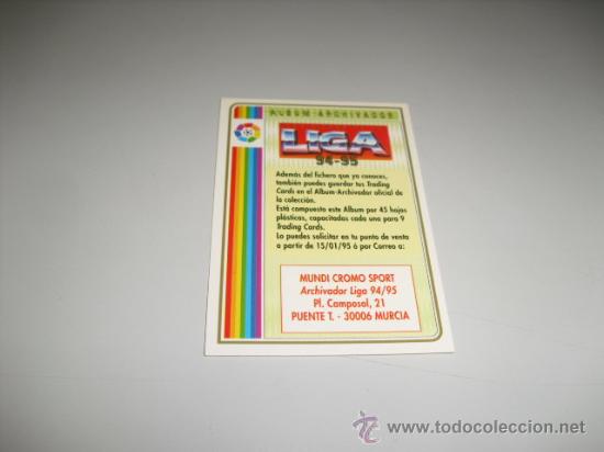 Cromos de Futebol: FICHA DE LA LIGA 1994 1995 94 95 MUNDICROMOS FUTBOL FICHA DIRECCION