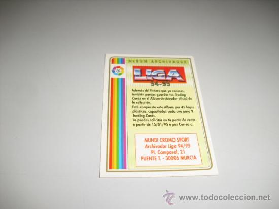 Cromos de Futebol: FICHA DE LA LIGA 1994 1995 94 95 MUNDICROMOS FUTBOL FICHA DIRECCION