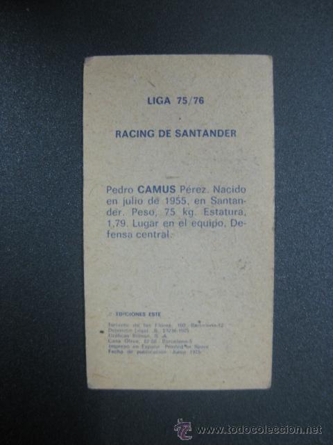 Cromos de f&uacute;tbol: CAMUS - RACING DE SANTANDER - ED. ESTE 1975-76 - Foto 2