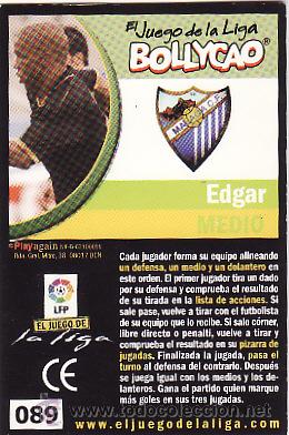 Cromos de F&uacute;tbol: BOLLYCAO -- EL JUEGO DE LA LIGA -- N&ordm; 89 EDGAR