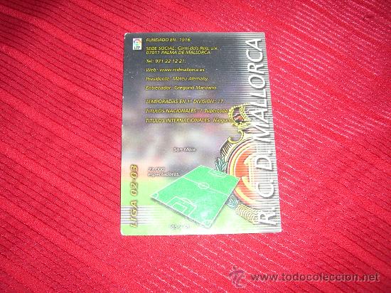 Cromos de f&uacute;tbol: Cromo Panini 2002/2003 &Iacute;ndice Mallorca 181 - Foto 1