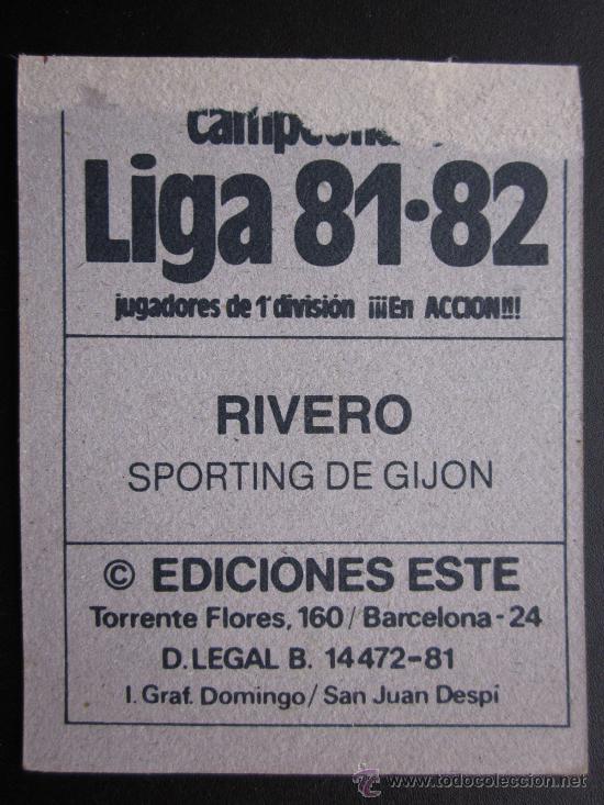Cromos de f&uacute;tbol: SPORTING DE GIJON - ED. ESTE 1981-1982 81-82 - RIVERO - Foto 2