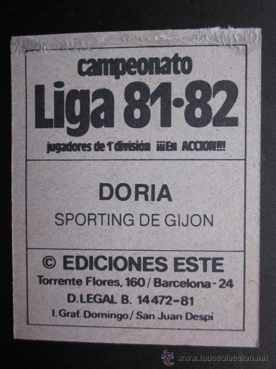 Cromos de f&uacute;tbol: SPORTING DE GIJON - ED. ESTE 1981-1982 81-82 - DORIA - Foto 2