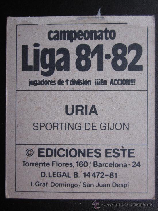 Cromos de f&uacute;tbol: SPORTING DE GIJON - ED. ESTE 1981-1982 81-82 - URIA - Foto 2