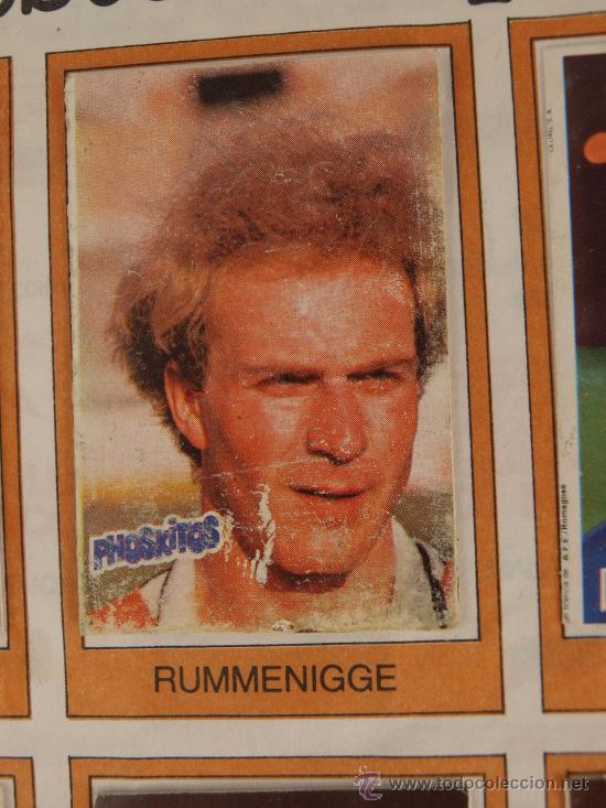 Cromos de f&uacute;tbol: PHOSKITOS HISTORIA DE LOS MUNDIALES 47 RUMMENIGGE RASCADO EN EL FRONTAL