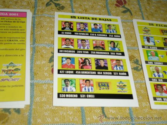 Cromos de Futebol: 2003 MUNDICROMO LA FICHA DE LA LIGA DE FUTBOL LISTA DE BAJAS